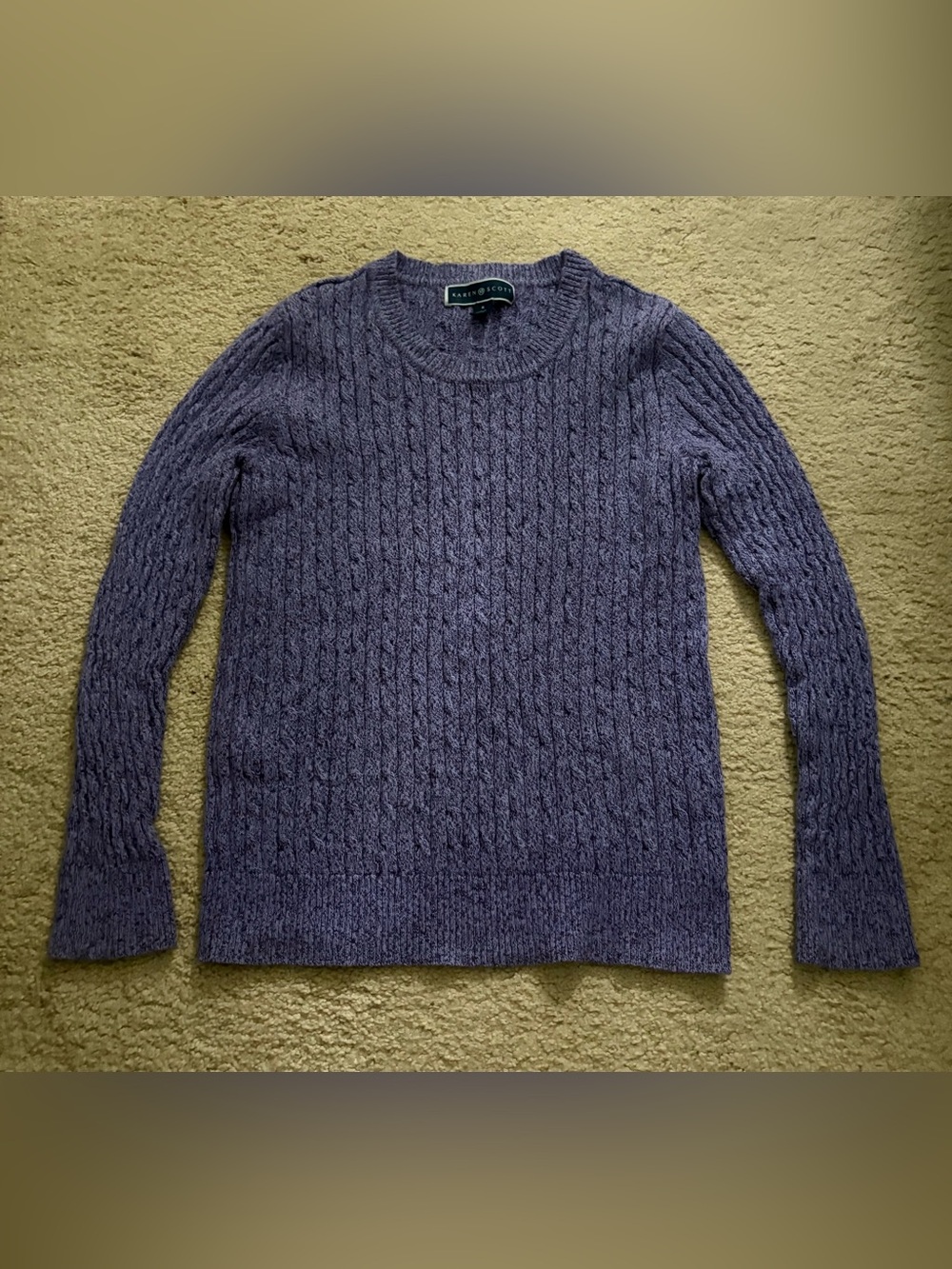 EUC Karen Scott Women’s Cable Knit Crewneck Sweater - Purple Heather
